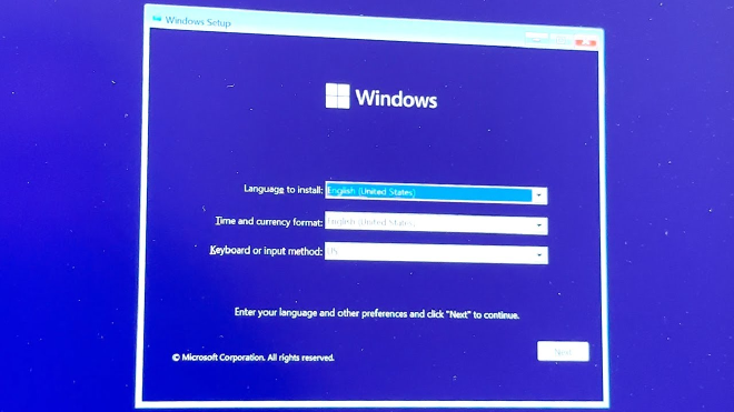 Windows Setup Screen